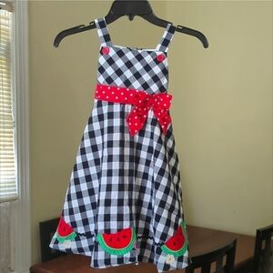 Sophie Rose Checkered Drop Waist Festival Dress with Red Accents